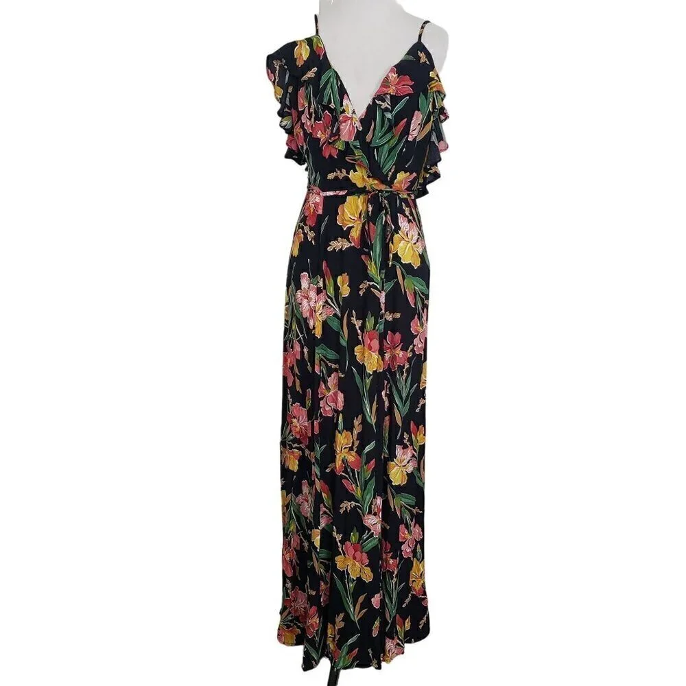 Privacy Please Karen Floral Maxi Dress Backless Tropical Long Womens Size Medium